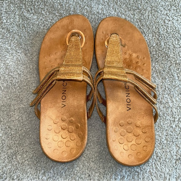 Vionic Metallic Gold Sandals - Picture 1 of 5